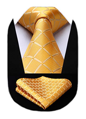 HISDERN corbata cl¨¢sica a cuadros de hombre pa?uelo conjunto de corbata formal&Informal y pa?uelo de Bolsillo para negocios de boda