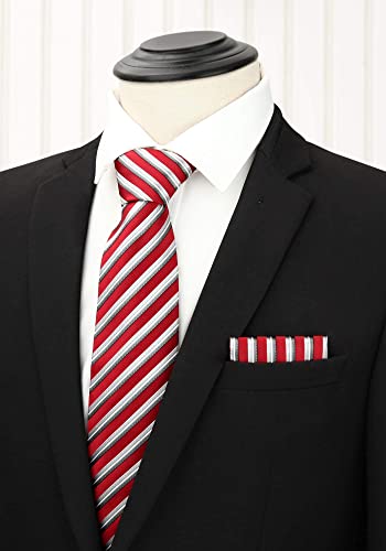 HISDERN Lote 5 PCS Clasico Formal Elegante Hombres Corbata de seda Set Corbata & Panuelo de bolsillo - Conjuntos multiples