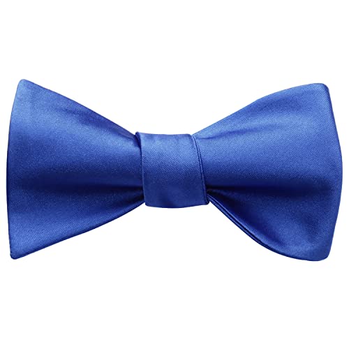 HISDERN Pajaritas Azul real Hombre y Pañuelo Elegante Boda Satín Pajarita Color Sólido Clásico Partido Business Conjunto de Pajarita Ajustable