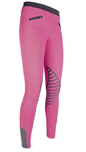 HKM 9228, Reitleggings Starlight, Pantalones de Equitación para Mujer, Rosa (Pink/Grau), 38
