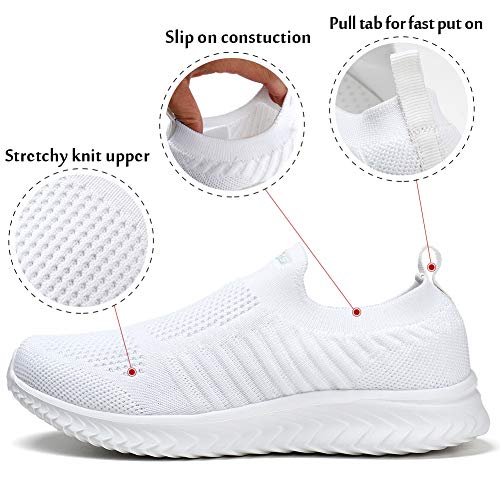 HKR Zapatos Slip-on Mujer para Sin Cordones Casual Running Fitness Andar Blancas 37 EU
