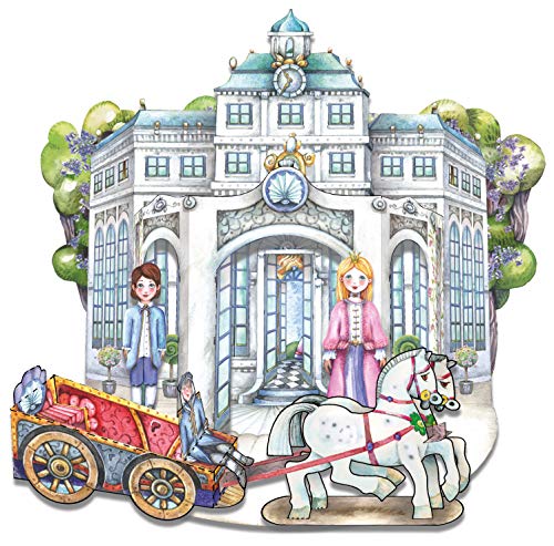 Hoja de manualidades de castillos para niños a partir de 5 años para hacer un castillo de cuento de hadas con princesa y carruaje de papel papertoys: ... mit Garten zum Basteln für Kinder ab 5+