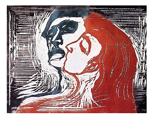 Hombre y mujer de Edvard Munch Pintura Expresionista Cuadros Decoracion Salon, Lienzos Cuadros Decoracion Dormitorios Hogar Decoración de Pared Cuadro y láminas(50x65cm 20"x26",Sin marco)