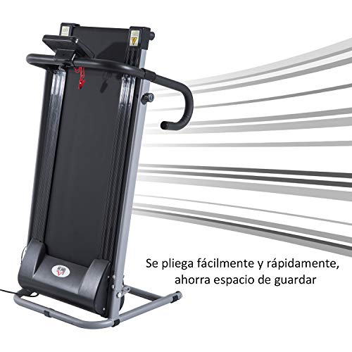 HOMCOM Cinta de Correr y Andar Plegable y Eléctrica de 500W para Fitness 1-10Km/h con Pantalla LCD y Carga Máx. 110 kg Negro y Gris