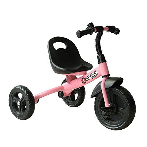 HOMCOM Triciclo para Niños más de 18 Meses con Timbre Guardabarros Rueda de Seguridad 74x49x55cm Rosa