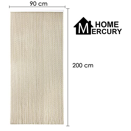 HOME MERCURY – Cortina espiral para puerta exterior o interior, material PVC – libre de insectos (200x90CM, Beig+Filo Marron R1)