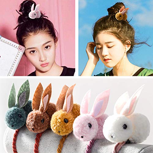 Horquillas para el pelo con diseño de conejo de Pascua, para niñas, adorables y rellenos, cintas para el pelo, cuerdas, fieltro, peluche, conejo, coleta, soporte para mujeres, niños y niñas.