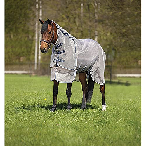 Horseware Rambo Protector de Caballo Desmontable Cuello Mosca en Avena/Nav 84_7'0", Marrón/Azul Marino/Blanco Beige