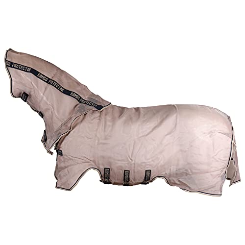 Horseware Rambo Protector de Caballo Desmontable Cuello Mosca en Avena/Nav 84_7'0", Marrón/Azul Marino/Blanco Beige