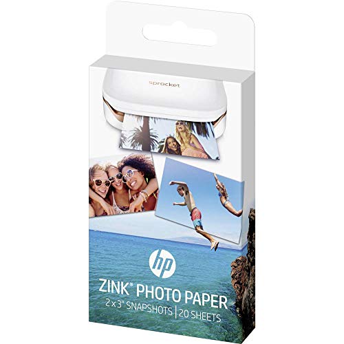 HP ZINK W4Z13A - Papel Fotográfico Adhesivo (20 hojas/5 x 7,6 cm), Blanco