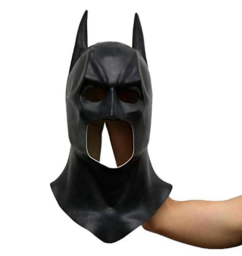 Hpybest - Máscara completa de látex realista de Batman para Halloween, para fiestas de disfraces, carnaval, cosplay, accesorios