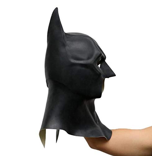 Hpybest - Máscara completa de látex realista de Batman para Halloween, para fiestas de disfraces, carnaval, cosplay, accesorios