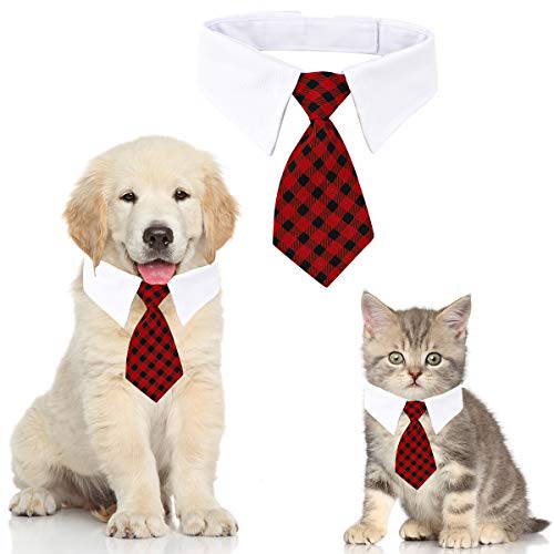 HRP Corbata Formal del Gato Perro Perrito Gatito Ajustable para Mascotas (L, Grid-Dark Red)