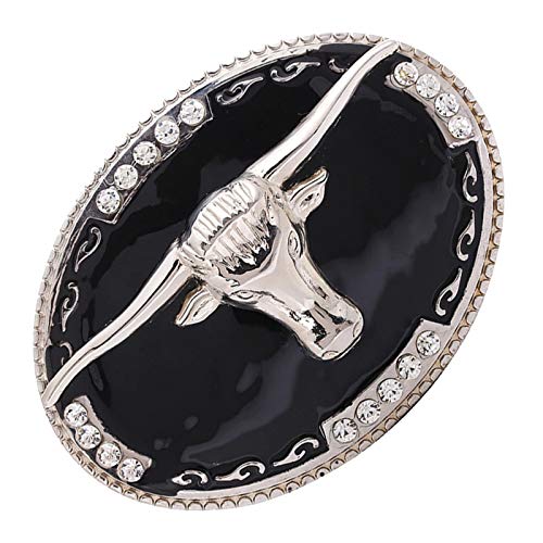 HUANGDD Western Crystal Hebilla de cinturón Cuerno Largo Texas Bull Cowboy Cowgirls Rodeo Accesorios-Def, GG