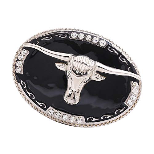 HUANGDD Western Crystal Hebilla de cinturón Cuerno Largo Texas Bull Cowboy Cowgirls Rodeo Accesorios-Def, GG