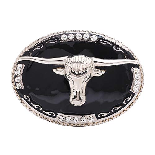 HUANGDD Western Crystal Hebilla de cinturón Cuerno Largo Texas Bull Cowboy Cowgirls Rodeo Accesorios-Def, GG