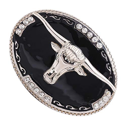 HUANGDD Western Crystal Hebilla de cinturón Cuerno Largo Texas Bull Cowboy Cowgirls Rodeo Accesorios-Def, GG