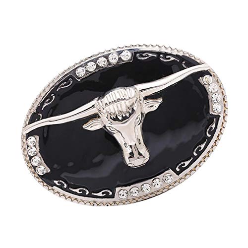 HUANGDD Western Crystal Hebilla de cinturón Cuerno Largo Texas Bull Cowboy Cowgirls Rodeo Accesorios-Def, GG