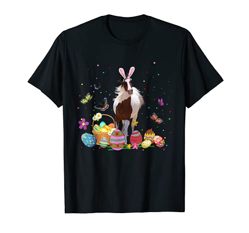 Huevo lindo caballo conejito caza huevo colorido feliz día de Pascua Camiseta