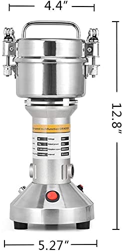 HUKOER Molinillo de grano portátil Amoladora del molino del cereal de la especia del grano de la hierba 220V Máquina de harina en polvo, Procesador de alimentos de alta velocidad (150 g)