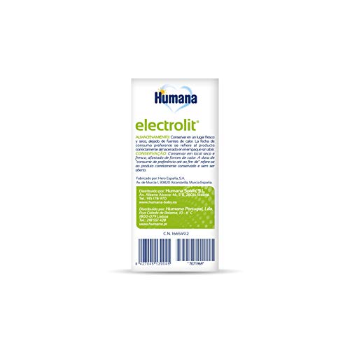 Humana Electrolit, Solución de Rehidratación Oral para Niños y Adultos con Sales Minerales, Fibras Prebióticas y Zinc para Rehidratación, 3 Pouches de 250Ml