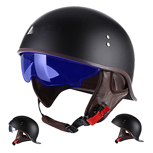 HYE-SPORT West Classic Sun Casco de Cara Abierta Equipo de protección Casco de Motocicleta Casco de Montar Casco de Motocicleta Casco - Estilo Vintage - Certificado Dot LQ-001