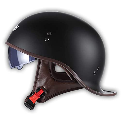 HYE-SPORT West Classic Sun Casco de Cara Abierta Equipo de protección Casco de Motocicleta Casco de Montar Casco de Motocicleta Casco - Estilo Vintage - Certificado Dot LQ-001