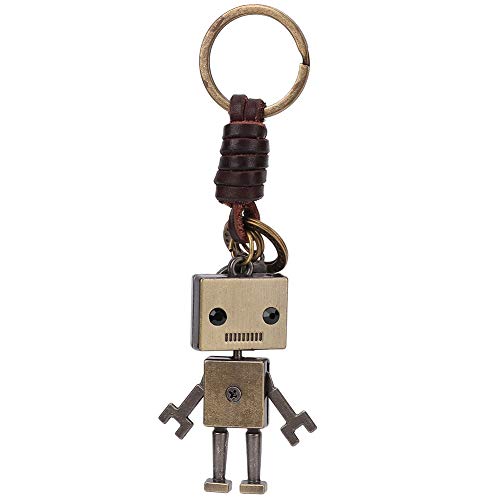 Hztyyier Llavero Colgante de Robot Vintage, Llavero de Cuero Trenzado con cordón, Adorno, decoración de Llaves