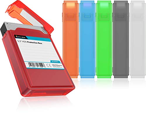 ICY BOX Juego de 6 Cajas para Disco Duro HDD de 3,5 Pulgadas, apilables, rótulos rígidos, de plástico, Multicolor