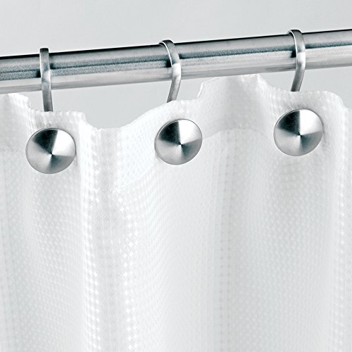 iDesign Argollas para cortinas de ducha, modernos aros de cortinas en acero cepillado, juego de 12 ganchos para cortina de baño, plateado mate