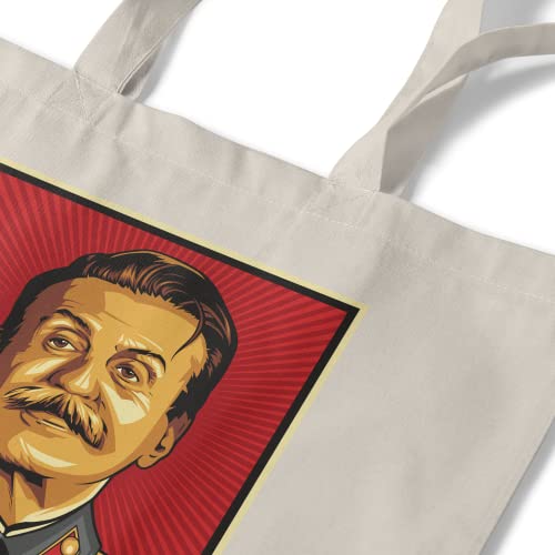 Imprenta2 - Bolsa de Tela Sylvester Stallone Stalin - Tote Bag - Color Beige - 37 x 40,5 cm - Asas de 70 cm - Impresión Directa a Prenda (DTG) - Unisex