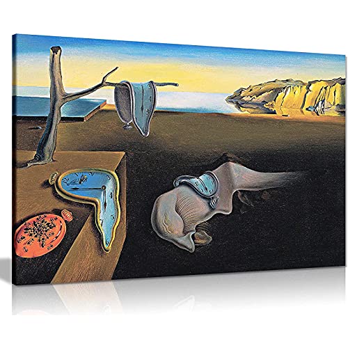 Impresiones Salvador Dali   - Salvador Dali La persistencia de los relojes de memoria Pintura al óleo surrealista Lienzo Póster Cuadro de arte de pared 60x80cm (24x32in)   Con marco