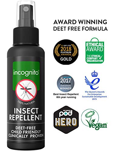 INCOGNITO Natural Anti-Mozzie Insect Spray (100Ml) (Pack of 2) Special Holida (100 ml) 2 Especial, Transparente, Double Pack (200ml)