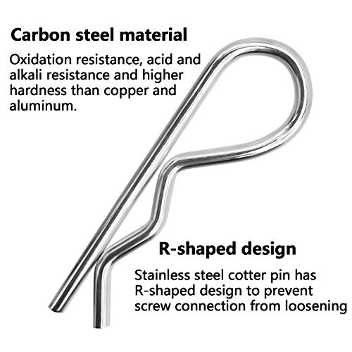 INHEMING R Clips 150 Piezas Pasadores Partidos Pasadores en R Acero Inoxidable Heavy Duty Zinc-Plating Ressort Cotter Pins,6 Tamaños