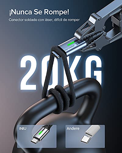 INIU Cable USB C, [5 Pack 3,1A] Cable Trenzado Nilón de Carga Rápida QC3.0 Cable USB Tipo C, (1+1+2+2+3m) Cable Sincronización de Datos para Samsung S20 S10 S9 Note 10 9 8 Huawei P30 P20 Xiaomi Redmi