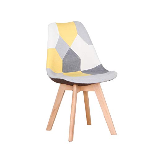 INJOY LIFE - Juego de 4 sillas de comedor modernas con patas de madera maciza y asiento acolchado suave para cocina, sala de estar, oficina, color amarillo