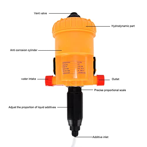 Inyector de Fertilizante Ajustable 0,2-2% Bomba Dosificadora de Fertilizante Dilución Uniforme Automática para la Granja(Naranja)