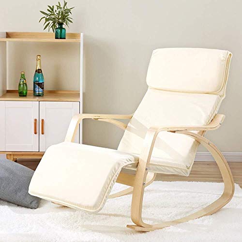 IREANJ Sillón de Mecedora Inicio Ocio Mecedora Acolchonadas Tumbona Adecuado Compatible with Sala de Estar Dormitorio balcón Silla Moderna Estilo Mecedora (Color: Blanco, Tamaño: 90x90x67.8cm)