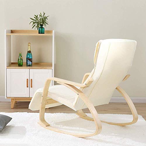 IREANJ Sillón de Mecedora Inicio Ocio Mecedora Acolchonadas Tumbona Adecuado Compatible with Sala de Estar Dormitorio balcón Silla Moderna Estilo Mecedora (Color: Blanco, Tamaño: 90x90x67.8cm)