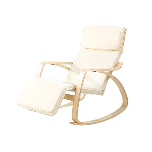 IREANJ Sillón de Mecedora Inicio Ocio Mecedora Acolchonadas Tumbona Adecuado Compatible with Sala de Estar Dormitorio balcón Silla Moderna Estilo Mecedora (Color: Blanco, Tamaño: 90x90x67.8cm)