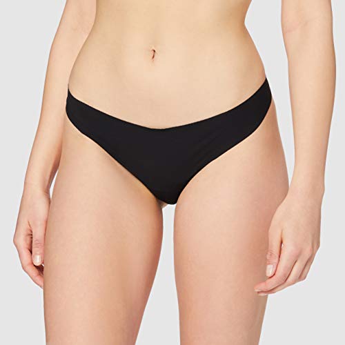 Iris & Lilly Calzoncillo Tanga de Microfibra Mujer, Pack de 5, Negro (Black), S, Label: S