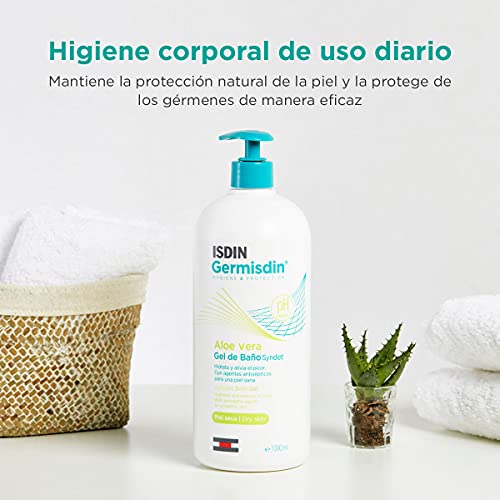 ISDIN Germisdin Aloe Vera Higiene corporal y manos, Gel de Baño recomendado para Piel Seca, 1000ml