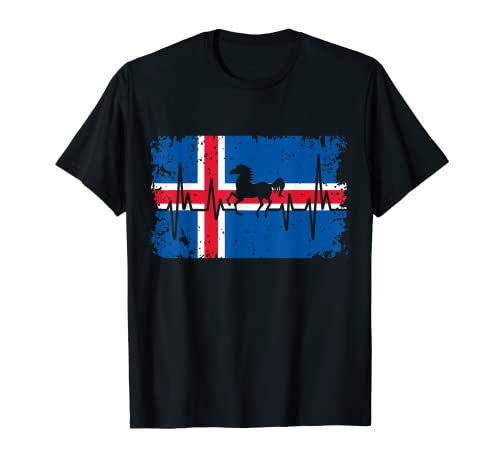 Islandia Caballo islandés Pulso de corazón Bandera de Island Camiseta