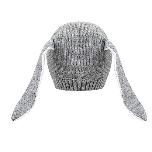 iwobi Sombrero Tejido de Punto de Bebé, Sombreros Unisex para Bebés Orejas de Conejo Gris, Sombrero Liso de Invierno para 0-24 Meses Niña Niño