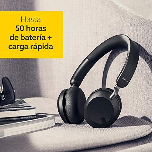 Jabra Elite 45h – Auriculares inalámbricos On-Ear compactos y Plegables – hasta 50 Horas de batería – tecnología de Llamadas a Dos micrófonos – Color Negro Titanio, Ajustable