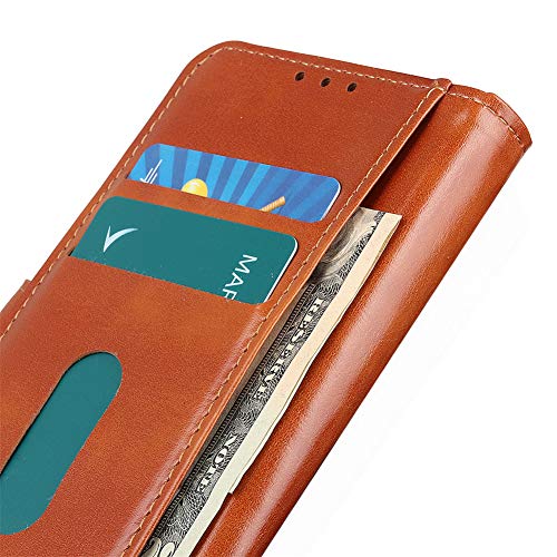 JARNING Funda para ASUS Zenfone MAX Plus (M2) ZB634KL,Patrón de Caballo Loco Cuero Billetera Case con Dinero Tarjeta de crédito Ranuras y Pata de Cabra Cierre magnético (marrón)