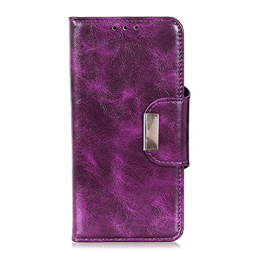 JARNING Funda para ASUS Zenfone MAX Plus (M2) ZB634KL,Patrón de Caballo Loco Cuero Billetera Case con Dinero Tarjeta de crédito Ranuras y Pata de Cabra Cierre magnético (Morado)