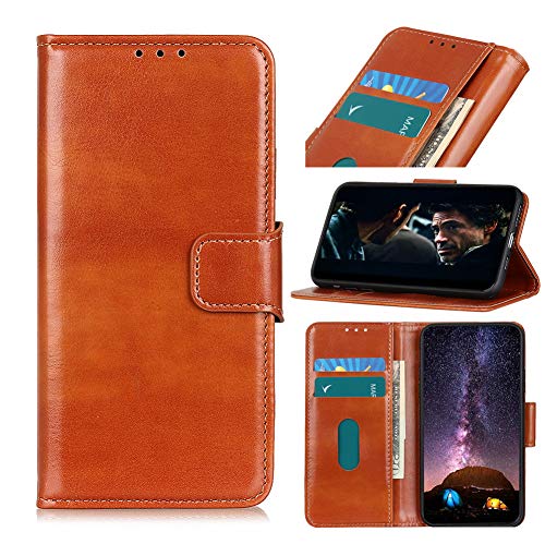 JARNING Funda para ASUS Zenfone MAX Plus (M2) ZB634KL,Patrón de Caballo Loco Cuero Billetera Case con Dinero Tarjeta de crédito Ranuras y Pata de Cabra Cierre magnético (marrón)