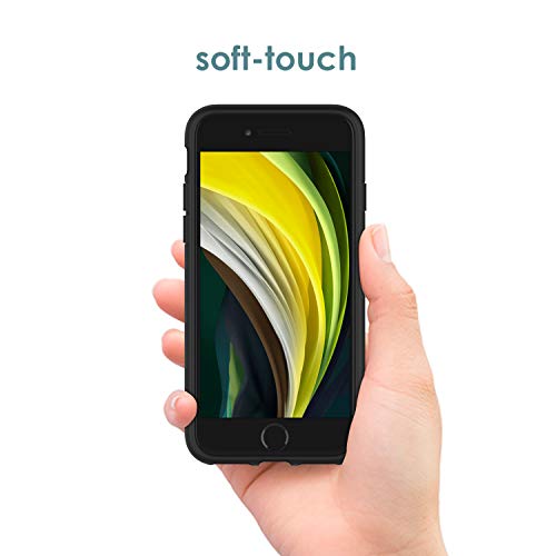JETech Funda de Silicona Compatible iPhone SE 2020, iPhone 8 y iPhone 7, 4,7", Sedoso-Tacto Suave, Cubierta a Prueba de Golpes con Forro de Microfibra (Negro)