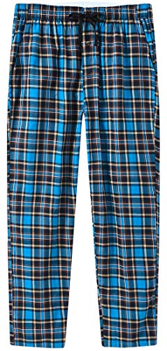 JINSHI Hombre Pantalones Largos de Pijama Algodón Casa Invierno Pantalón Cálido a Cuadros con Bragueta de Botón 3 Pack XXL